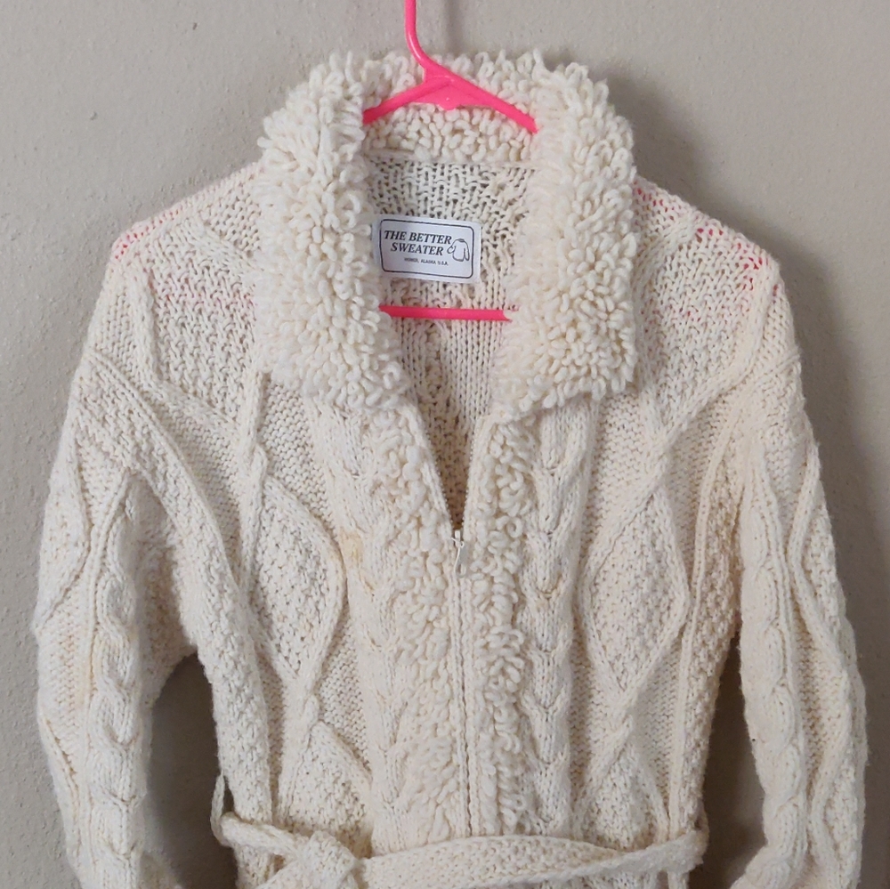 Wool belted sweater